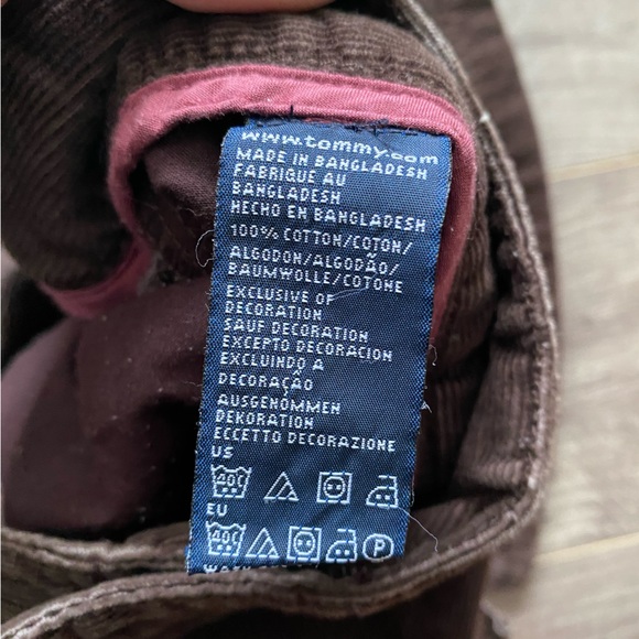 Tommy Hilfiger chocolate brown corduroy mini skirt with back slit 100% cotton - Picture 9 of 11